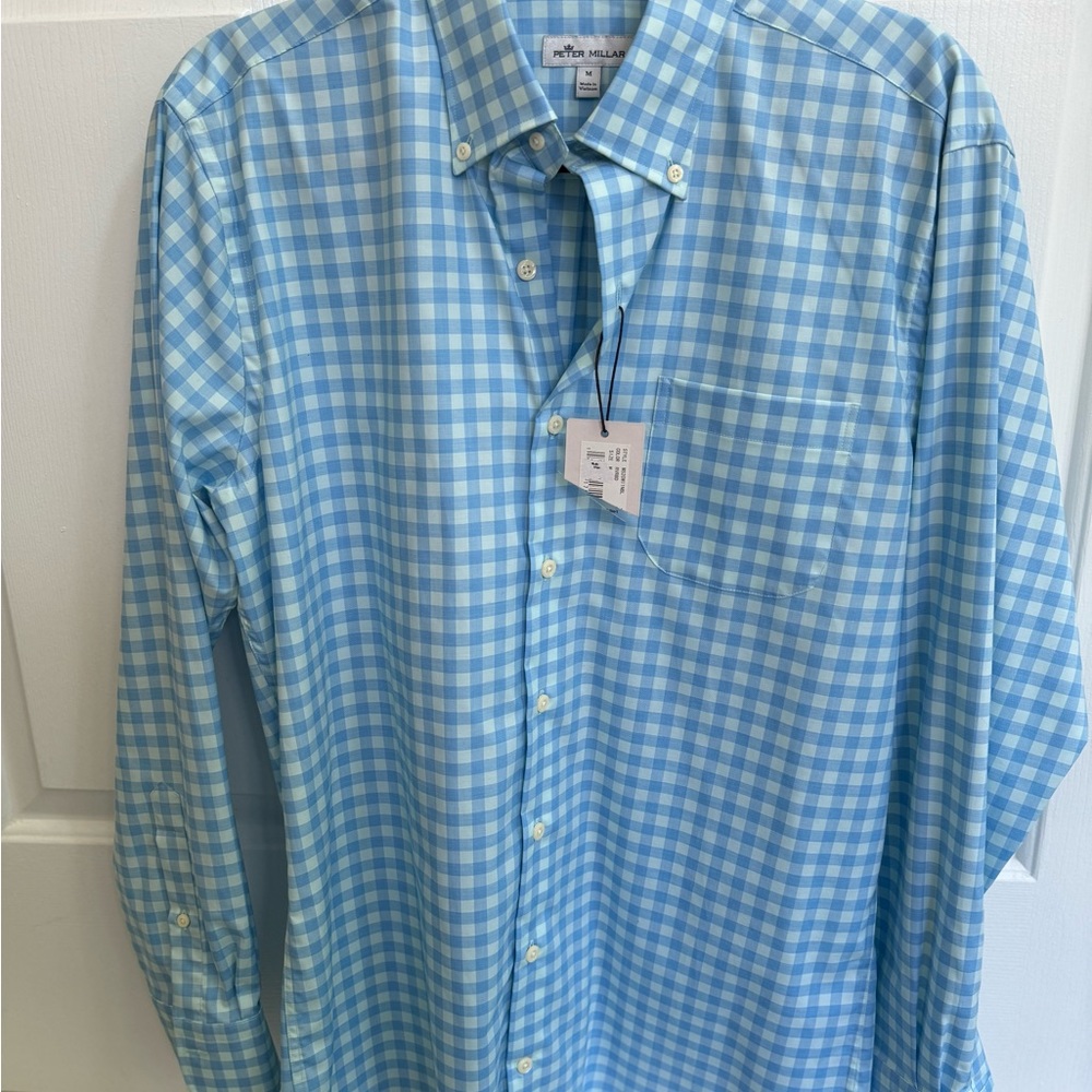 Peter Millar Blue Checkered Men's Shirt NWT